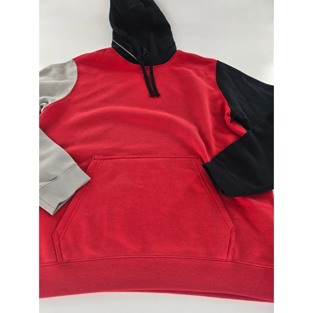Nike Color Block Club Fleece Pullover Hoodie‎ Men's L Red/Black New